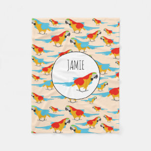 Manta Polar Patrón de macao tropical colorido