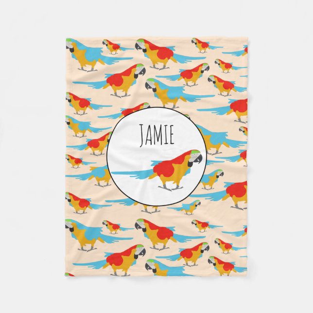 Manta Polar Patrón de macao tropical colorido (Anverso)