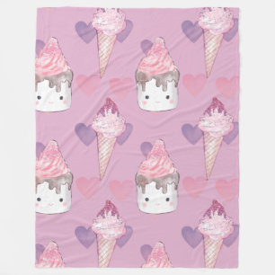Manta Polar Patrón de malvaviscos y helados de Kawaii