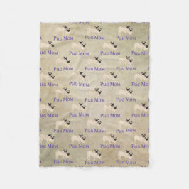 Manta Polar Patrón de Mamá Pug Fondo Terroso