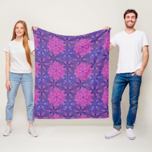 Manta Polar Patrón de mandala color rosa y azul