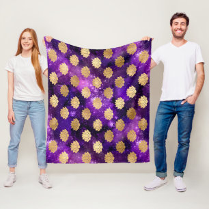 Manta Polar Patrón de Mandala Dharma de Galaxia Dorada y Púrpu