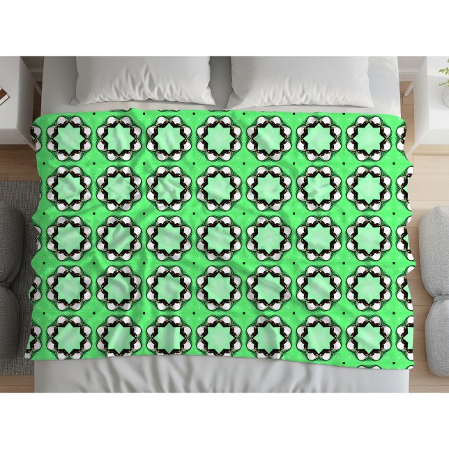 Manta Polar Patrón de mandala geométrico verde (Subido por el creador)