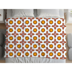 Manta Polar patrón de mandala naranja y amarillo