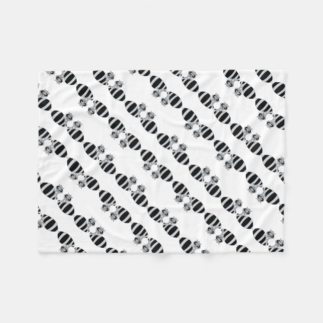 Manta Polar Patrón de mapache personalizado (Frente (Horizontal))