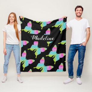 Manta Polar Patrón de mariposa colorido personalizado