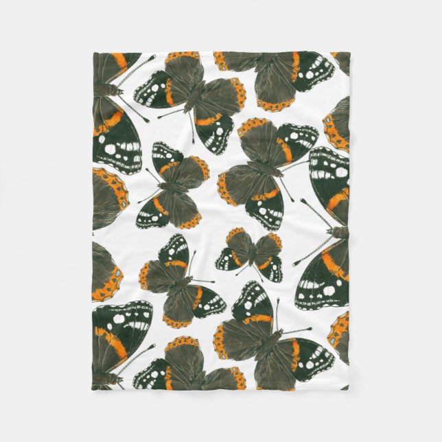 Manta Polar Patrón de mariposa del almirante rojo (Anverso)