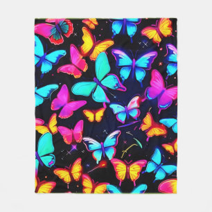 Manta Polar Patrón de Mariposa Neon