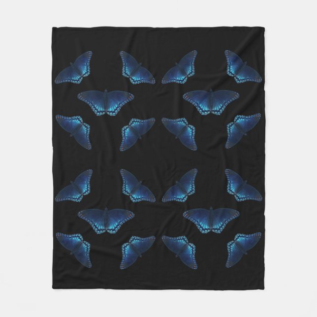 Manta Polar Patrón de mariposas azules (Anverso)