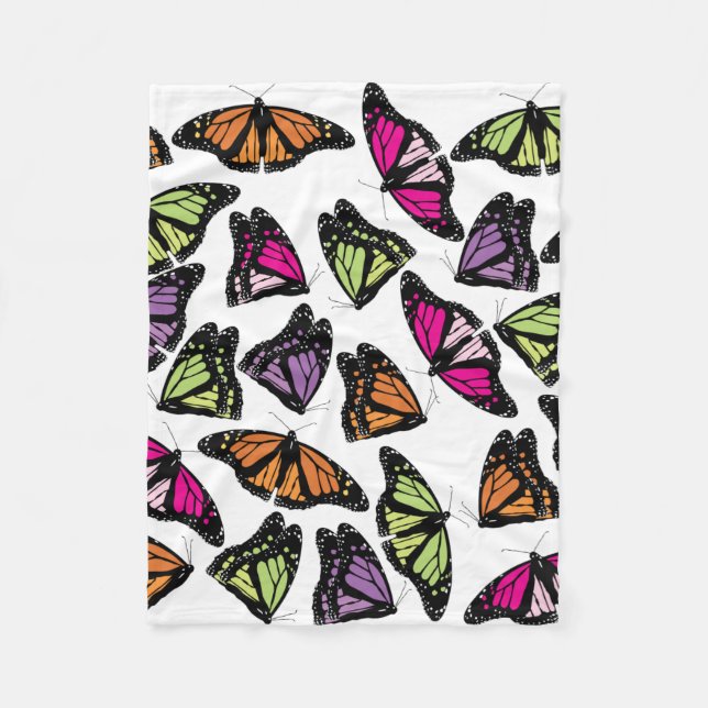 Manta Polar Patrón de mariposas coloridas (Anverso)
