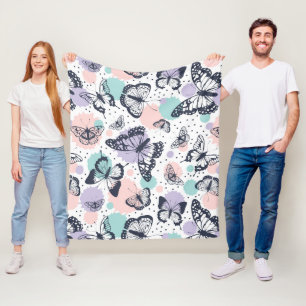Manta Polar Patrón de mariposas retro coloridas.