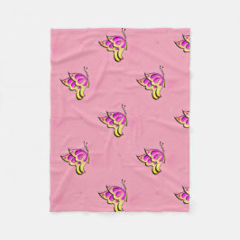 Manta Polar patrón de mariposas rosadas