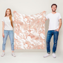Manta Polar Patrón de mármol moderno blanco y oro rosa