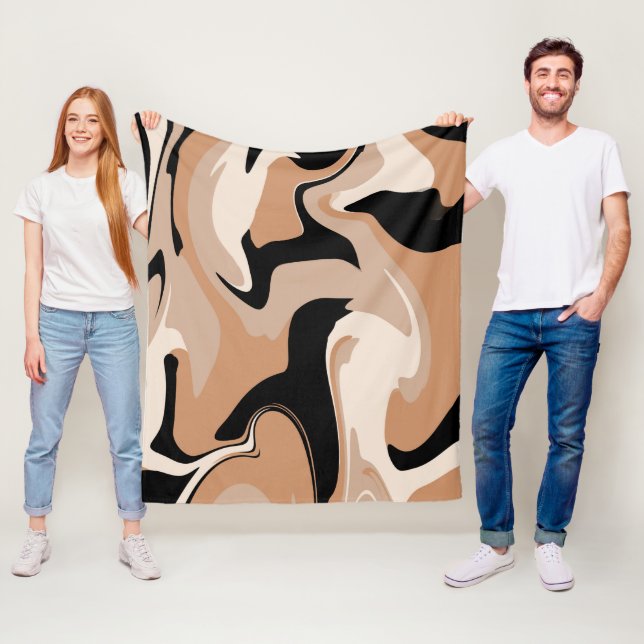 Manta Polar Patrón de mármol negro y blanco (In situ)