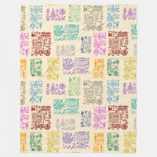 Manta Polar Patrón de máscara antigua tribal MAYA 4