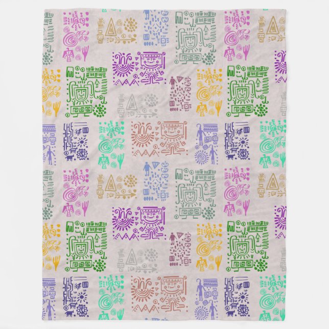 Manta Polar Patrón de mascarilla antigua de la tribu MAYA 5 (Anverso)