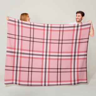 Manta Polar Patrón de moda de cuadros rosa y gris chic