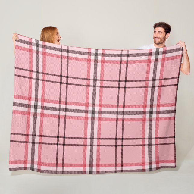 Manta Polar Patrón de moda de cuadros rosa y gris chic (In situ)
