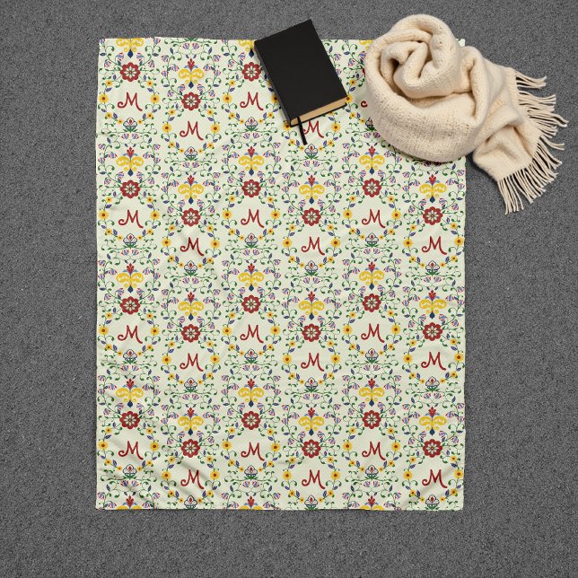 Manta Polar Patrón de monograma escandinavo Rosemaling Nordic (Subido por el creador)