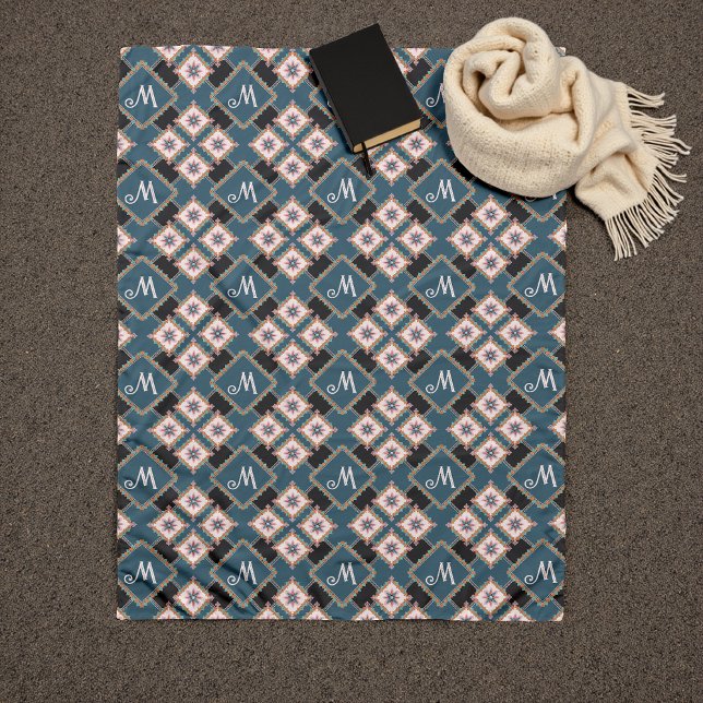 Manta Polar Patrón de monograma floral geométrico de Moda mode (Subido por el creador)