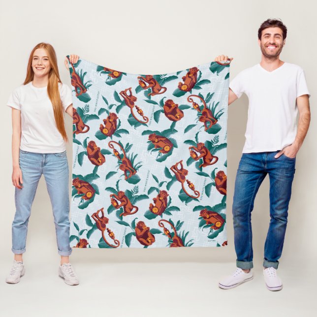 Manta Polar Patrón de monos juguetones del Lotus blanco (In situ)