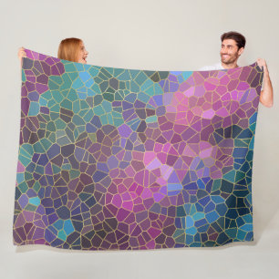 Manta Polar Patrón de mosaico de rosa púrpura azul turquesa ve