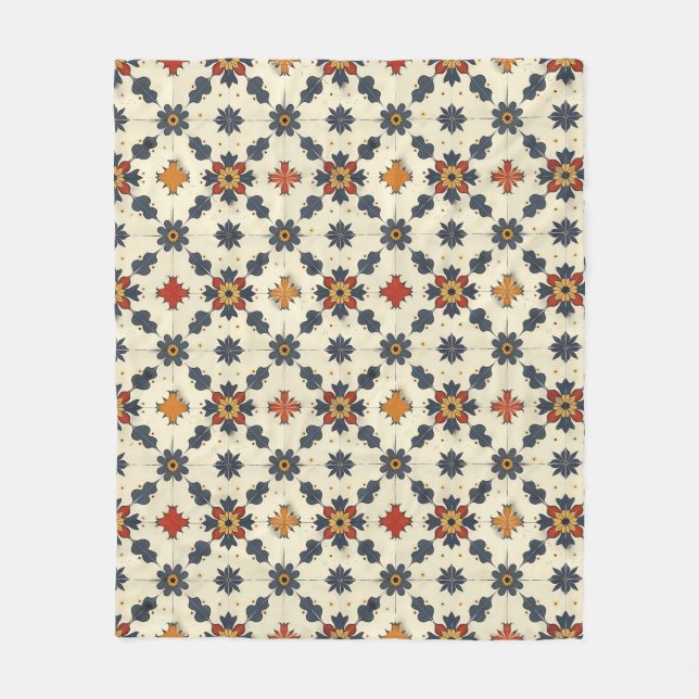 Manta Polar Patrón de mosaico español vintage (Anverso)