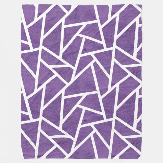 Manta Polar Patrón de mosaico morado y blanco (Anverso)