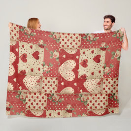 Manta Polar Patrón de mosaico rojo de Shabby Chic