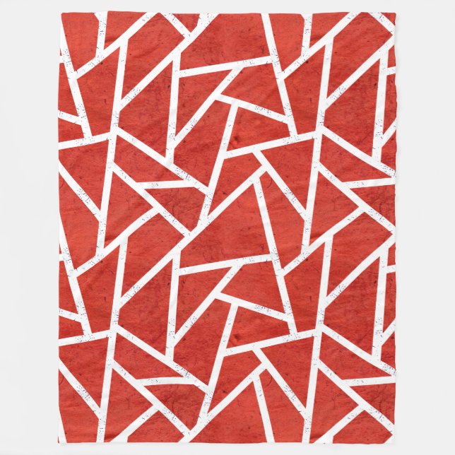 Manta Polar Patrón de mosaico rojo y blanco (Anverso)