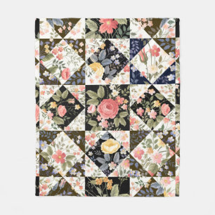 Manta Polar patrón de mosaico transparente con flores
