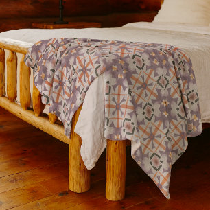 Manta Polar Patrón de mosaico tribal púrpura naranja