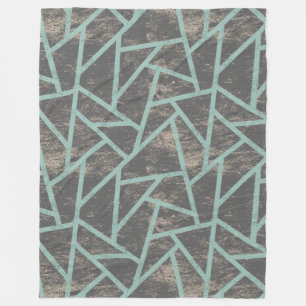 Manta Polar Patrón de mosaico verde pálido y gris
