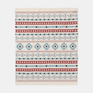 Manta Polar Patrón de motivos mixtos Azteca Blue Red Black Cre