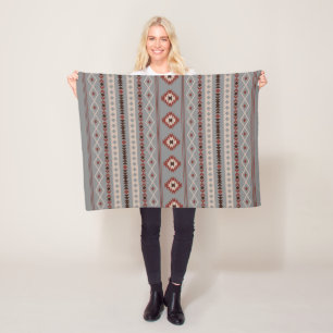 Manta Polar Patrón de motivos mixtos azteca Rust Cream Brown G