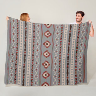 Manta Polar Patrón de motivos mixtos azteca Rust Cream Brown G
