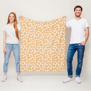 Manta Polar Patrón de naranja de flor blanca diminuta
