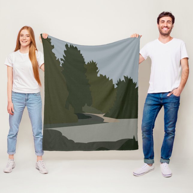 Manta Polar Patrón de naturaleza forestal de árboles (In situ)