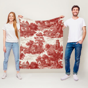 Manta Polar Patrón de Naturaleza Paisaje Toile Rojo Vintage