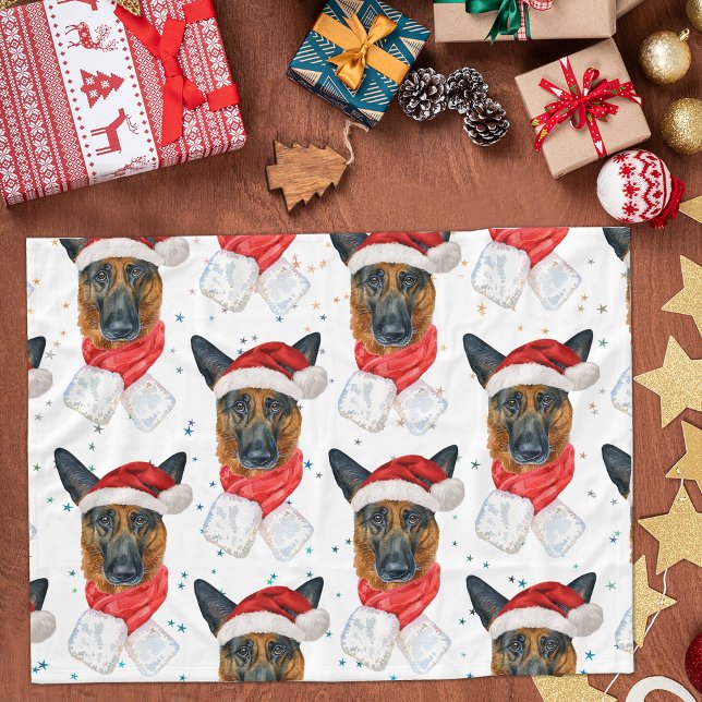 Manta Polar Patrón de Navidad de perro pastor alemán lindo (Subido por el creador)