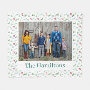Manta Polar Patrón de Navidad Foto Personalizada de Familia
