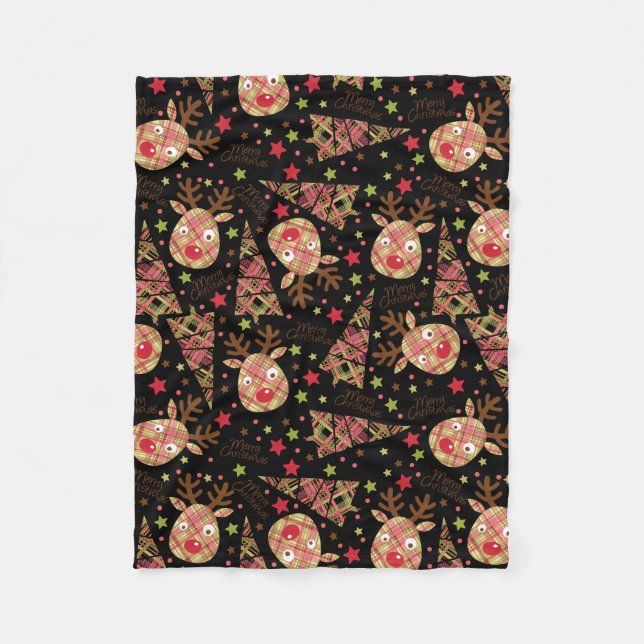 Manta Polar Patrón de Navidad Homespun Merry (Anverso)