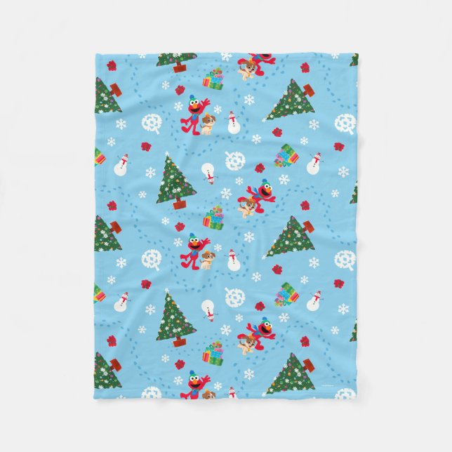 Manta Polar Patrón de Navidades azules de Elmo y Tango (Anverso)