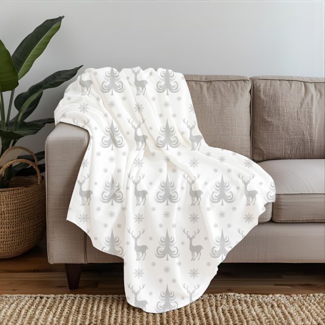 Manta Polar Patrón de Navidades blancos festivos (Elegant Holiday Christmas Pattern Fleece Blanket)