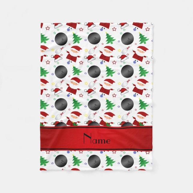 Manta Polar Patrón de navidades de bolos blancos de nombre per (Anverso)