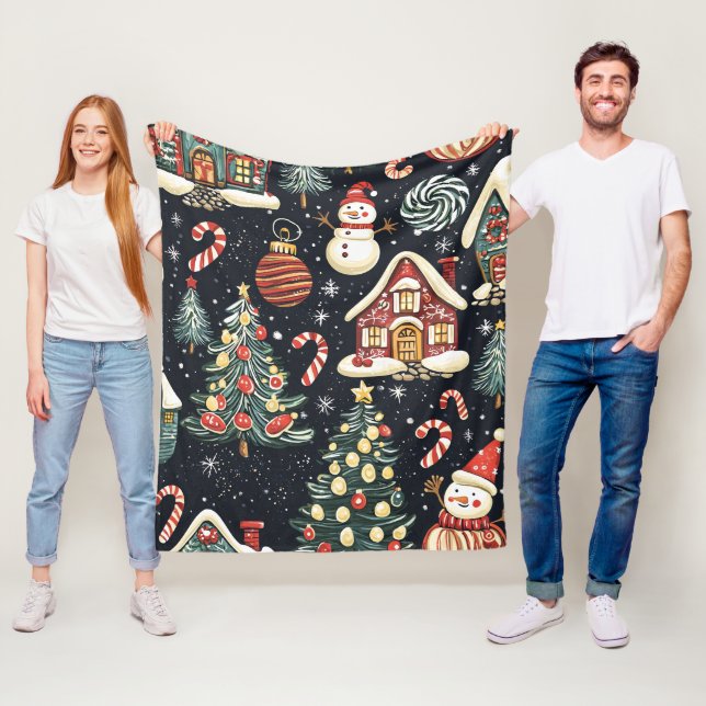 Manta Polar Patrón de Navidades de bosques de época (5) (In situ)