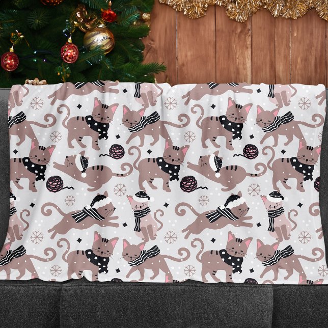 Manta Polar Patrón de Navidades de gatos festivos (Subido por el creador)