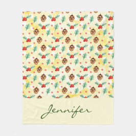 Manta Polar Patrón de Navidades de hormigón y hueso