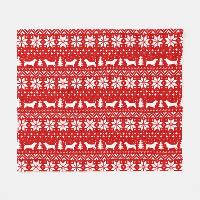 Manta Polar Patrón de Navidades de perros de siluetas afines (Frente (Horizontal))