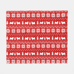 Manta Polar Patrón de Navidades de siluetas de perro de España